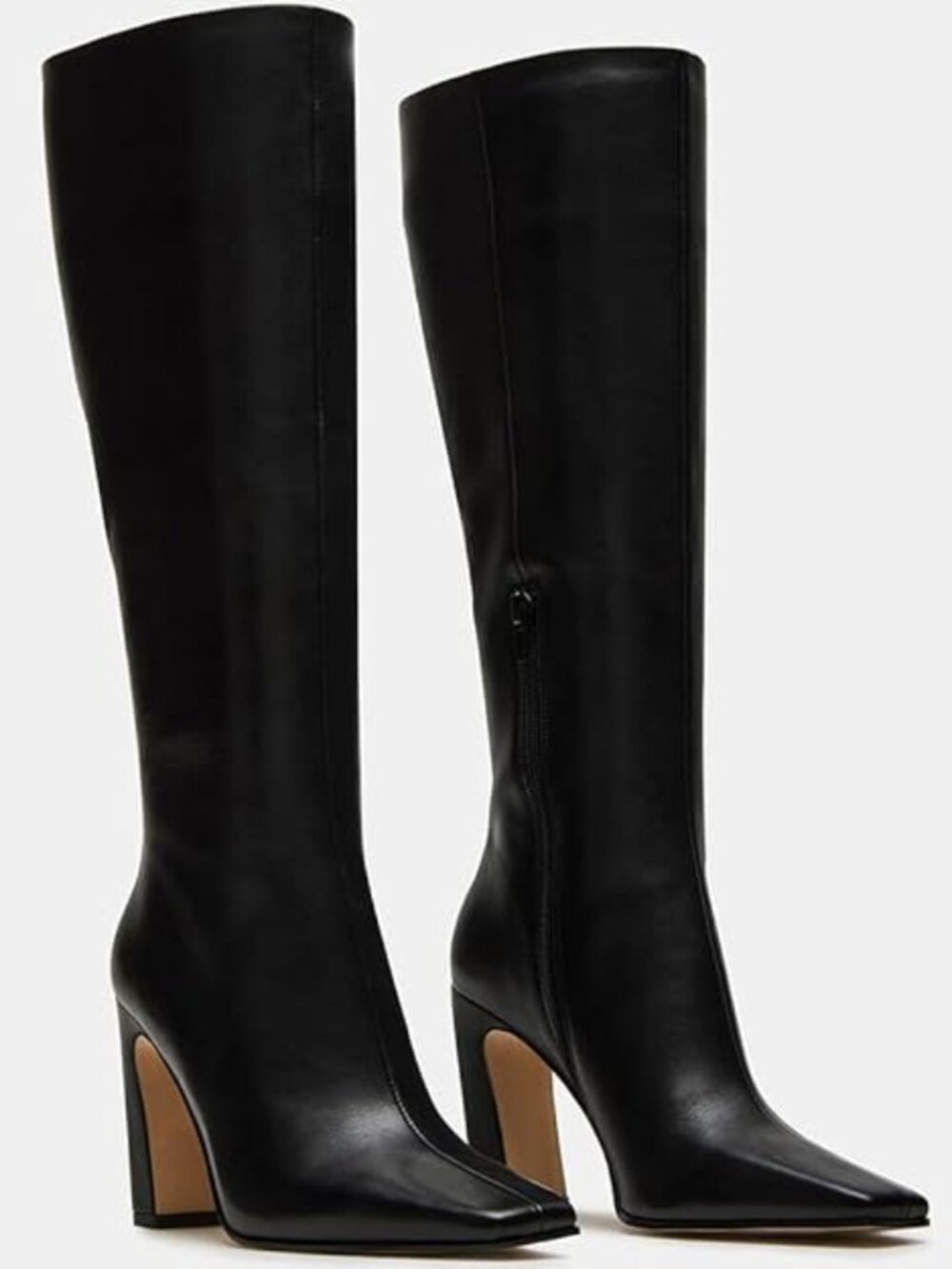 8.5 Knee High Boots for Women Square Toe Chunky Heel 2279L Z18